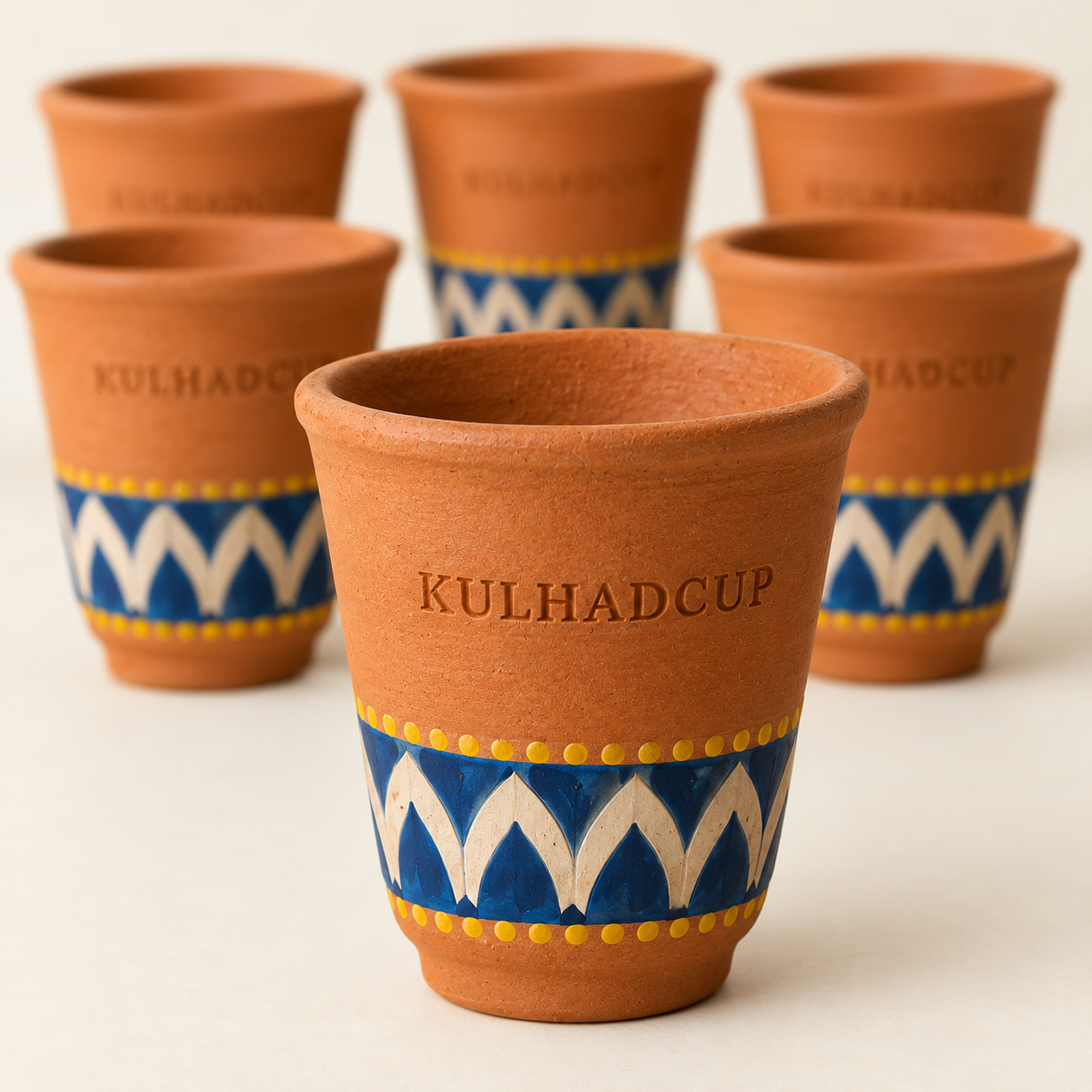 Close-up of designer kulhad gift set with engraved KulhadCup